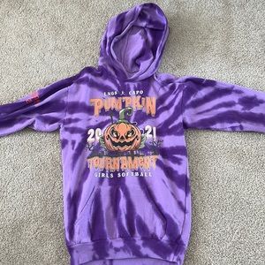 Purple tie dye custom softball pumpkin tournament sweatshirt